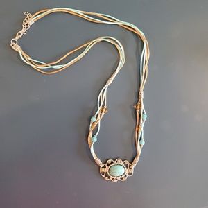 Brand new handmade turquoise & brown necklace
